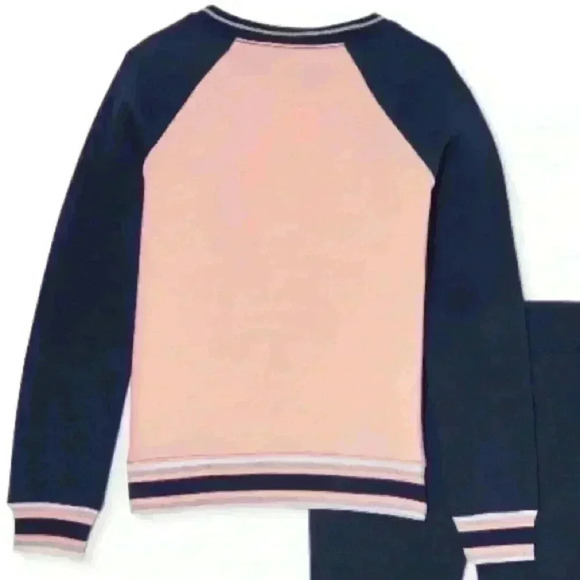 Athletic Works Girls Pink Blue Sleeve Sweatshirt Glitter Striped Waistband XL - Picture 3 of 7